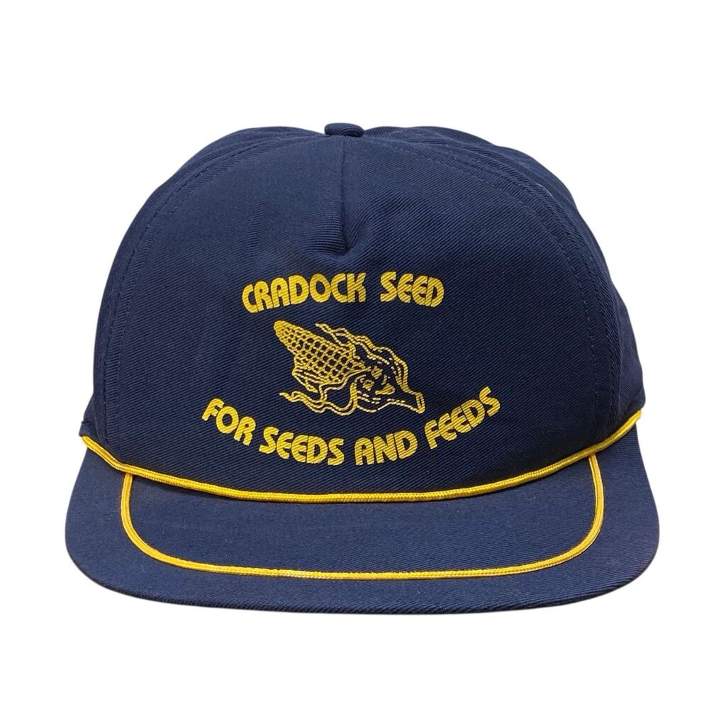 Vintage Cradock Seed Snapback Hat Rope Trim Unbranded Made‎ in USA